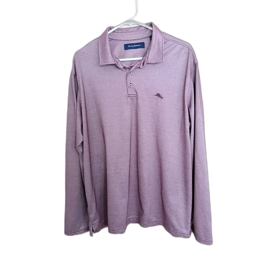 Tommy Bahama Men's Long Sleeve Polo Shirt - Pima Cotton Blend - Size Large‎